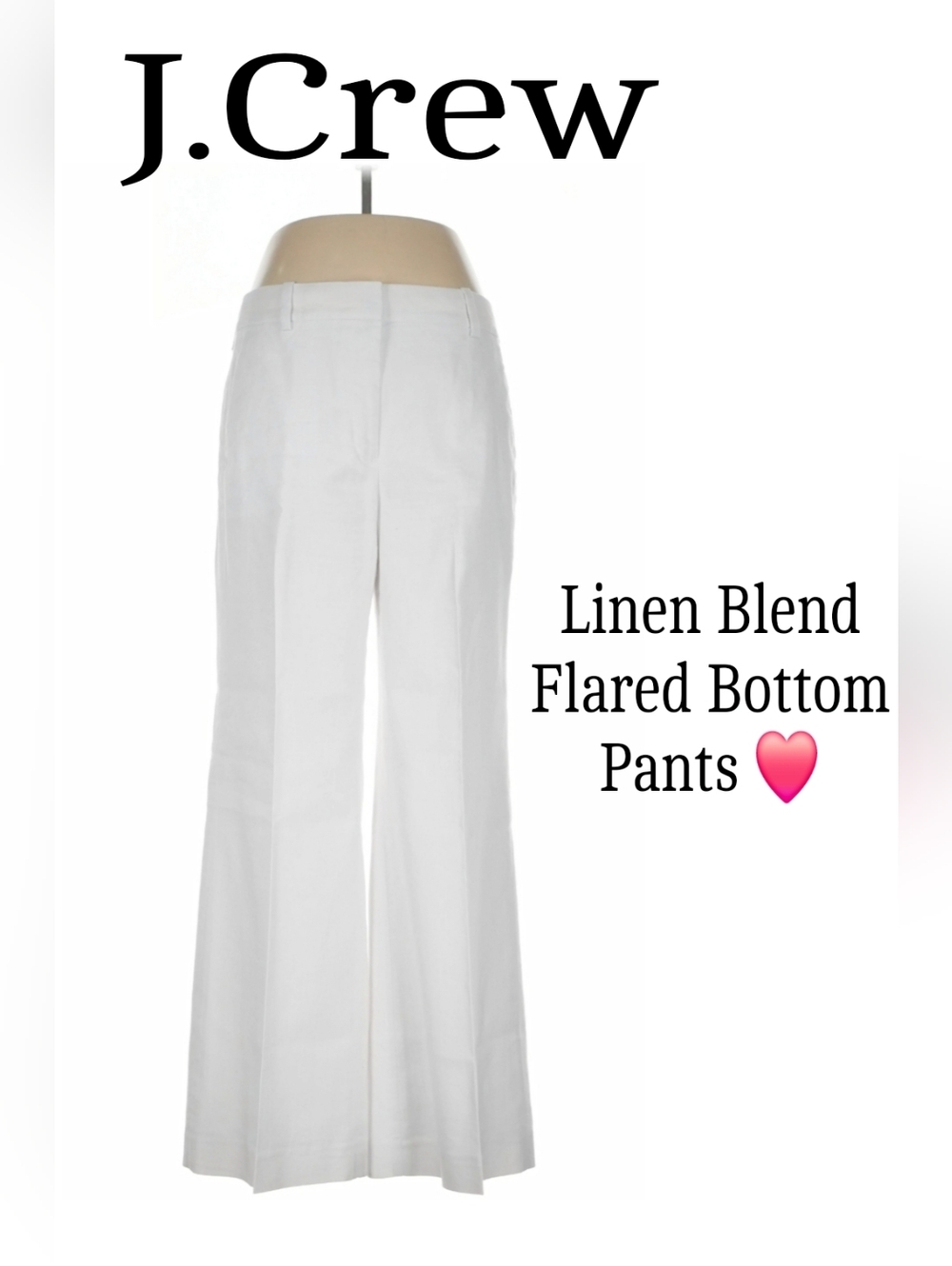 J.CREW LINEN BLEND White High-Rise Wide-Leg Pants 12p